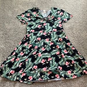Low cut tropical mini dress